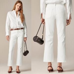 J. Crew Women's Petite Mid-Rise Kickout Jeans CH694 White Denim Size P28 NWT